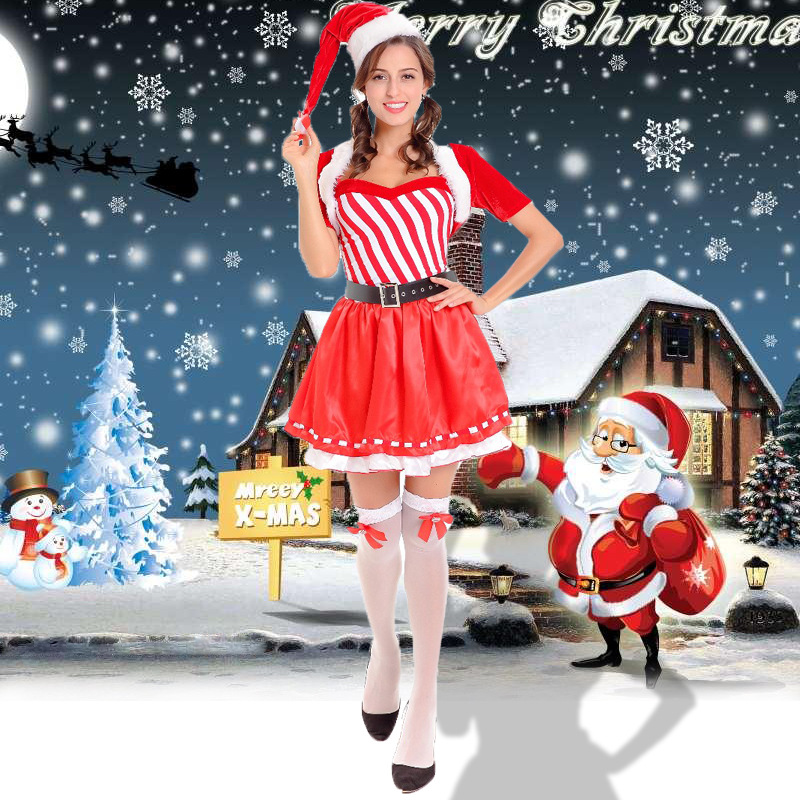 FC135 Candy Cane Cutie Costume Womens Sexy Christmas Fancy Dress